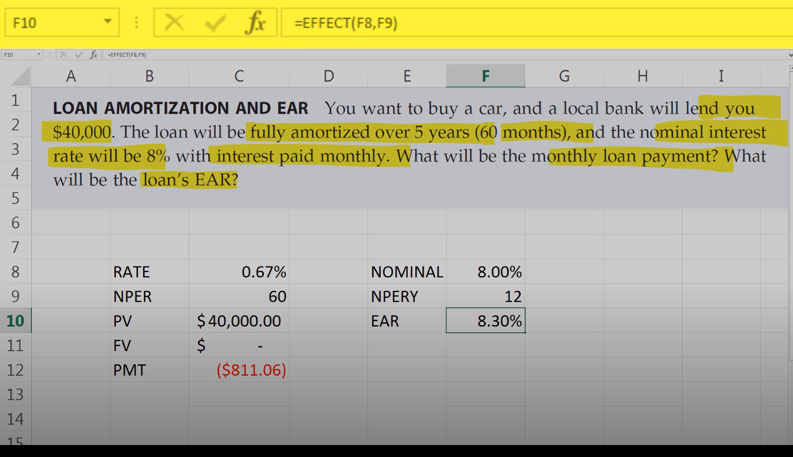 showing how to find the answer usingh excel. You want to buy