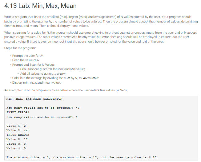  This Program Needs to Be Completed in C Please 4.13 Lab: