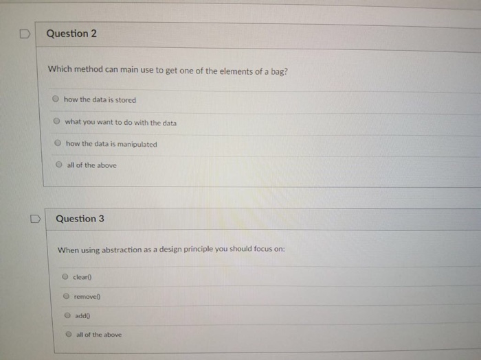  D Question 2 Which method can main use to get one