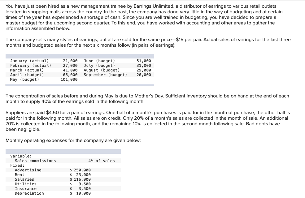  You have just been hired as a new management trainee by