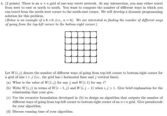 4. (2 points) There is an n x n grid of