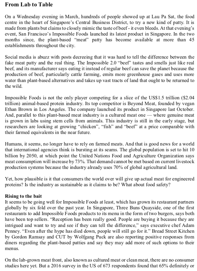  From Lab to Table On a Wednesday evening in March, hundreds