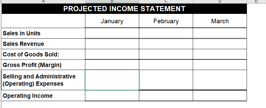 \begin{tabular}{l} \hline Sales Projections in Units \\ \begin{tabular}{|lr|} \hline January & 11,977