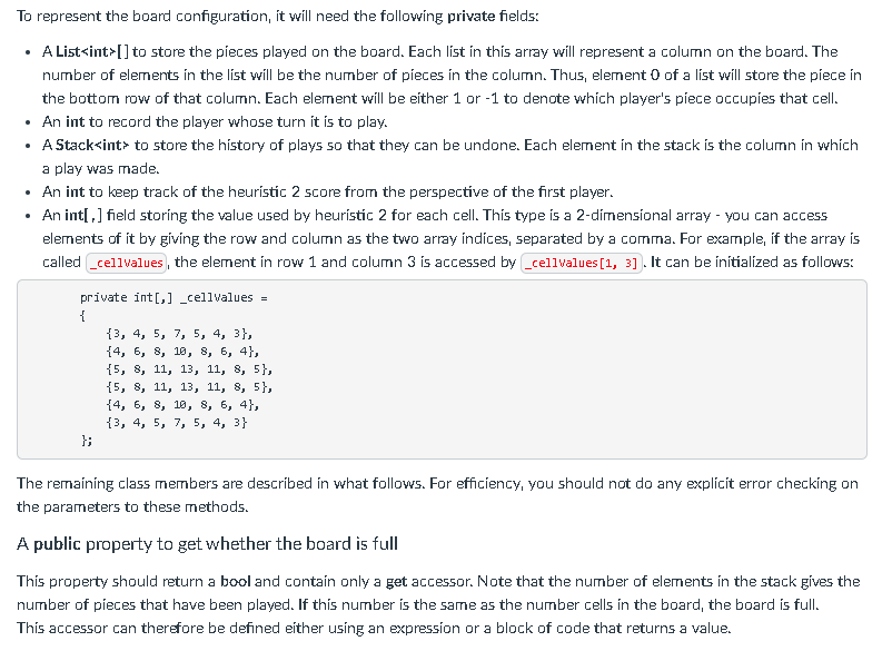 of the game. This implementation needs to support user play against the