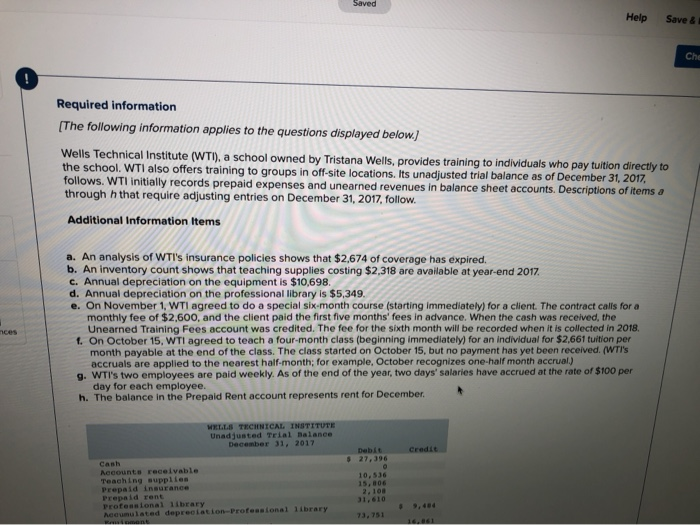  Saved Help Save & Che Required information [The following information applies