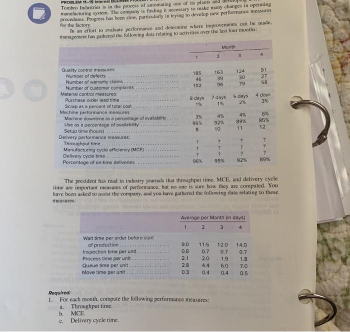 PROBLEM 11-19 Internal Bus Tombro Industries is in the process of