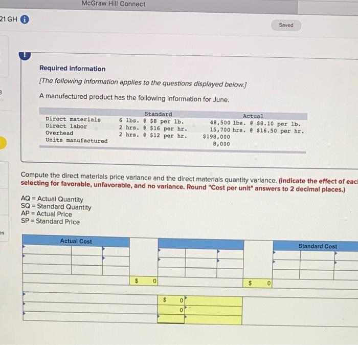 some help please on two seperate questions McGraw Hill Connect 21 GH