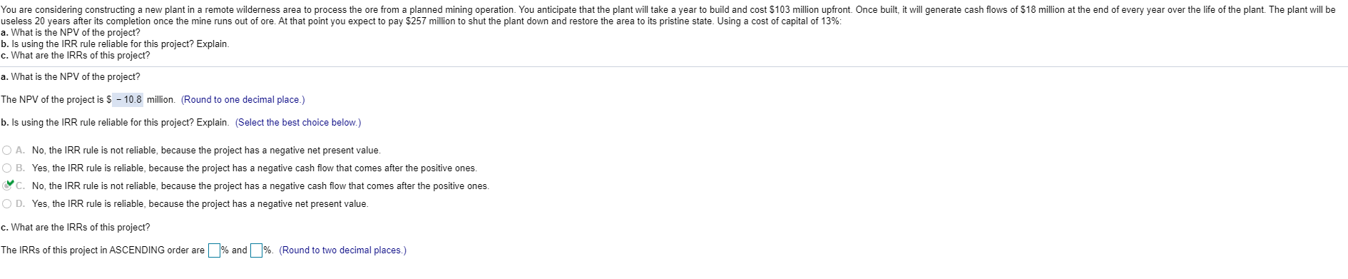 Please assist with part C You are considering constructing a new plant