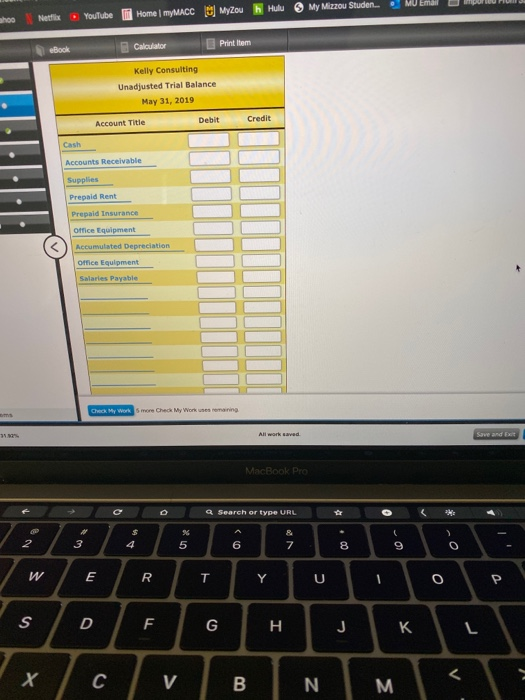 balance for May 31,2019 no idea how to do it NOW OnlineX