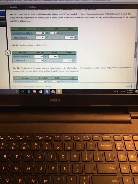 entries completed in Chapter 3 Part 1 to the ledgers in the
