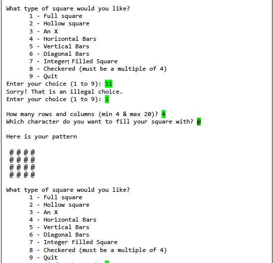 You are asked to write a Java program using 2D character