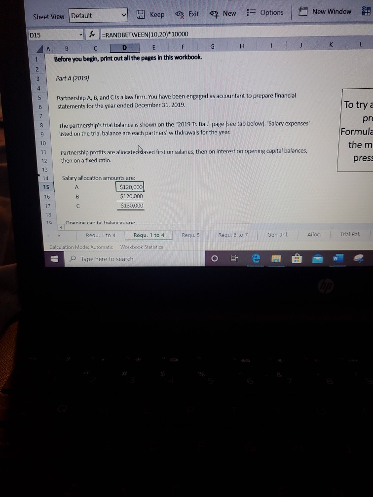 ended December 31, 2019. The partnership's trial balance is shown on the