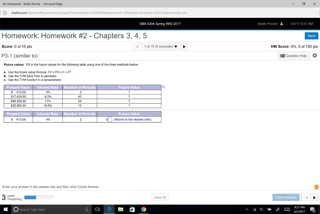 Future values. Fill in the future values for the following table