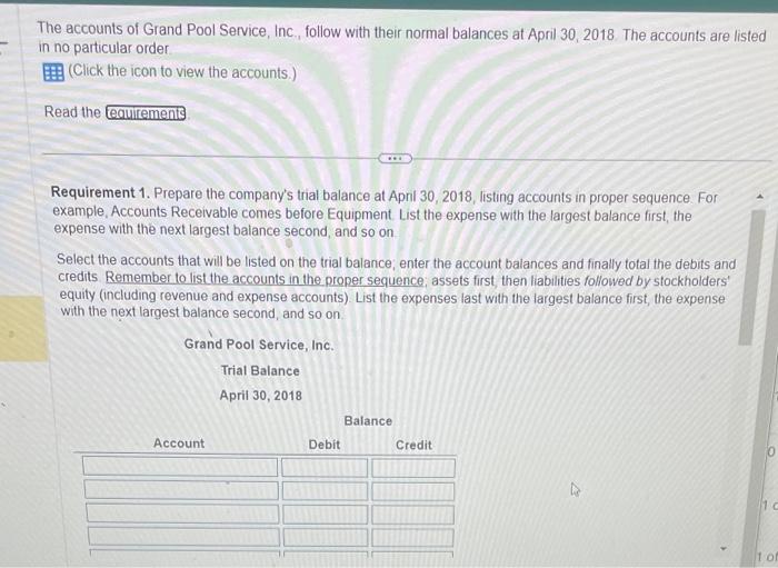 Accounts Receivable comes before Equipment. List the expense with the largest balance