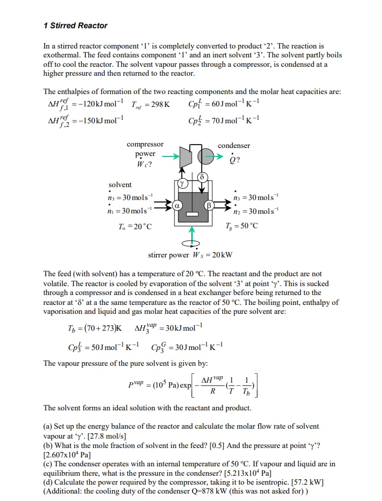  In a stirred reactor component '1' is completely converted to product