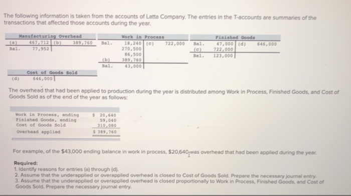 I need help with 1-4 please Work in Process Bal. Bali The