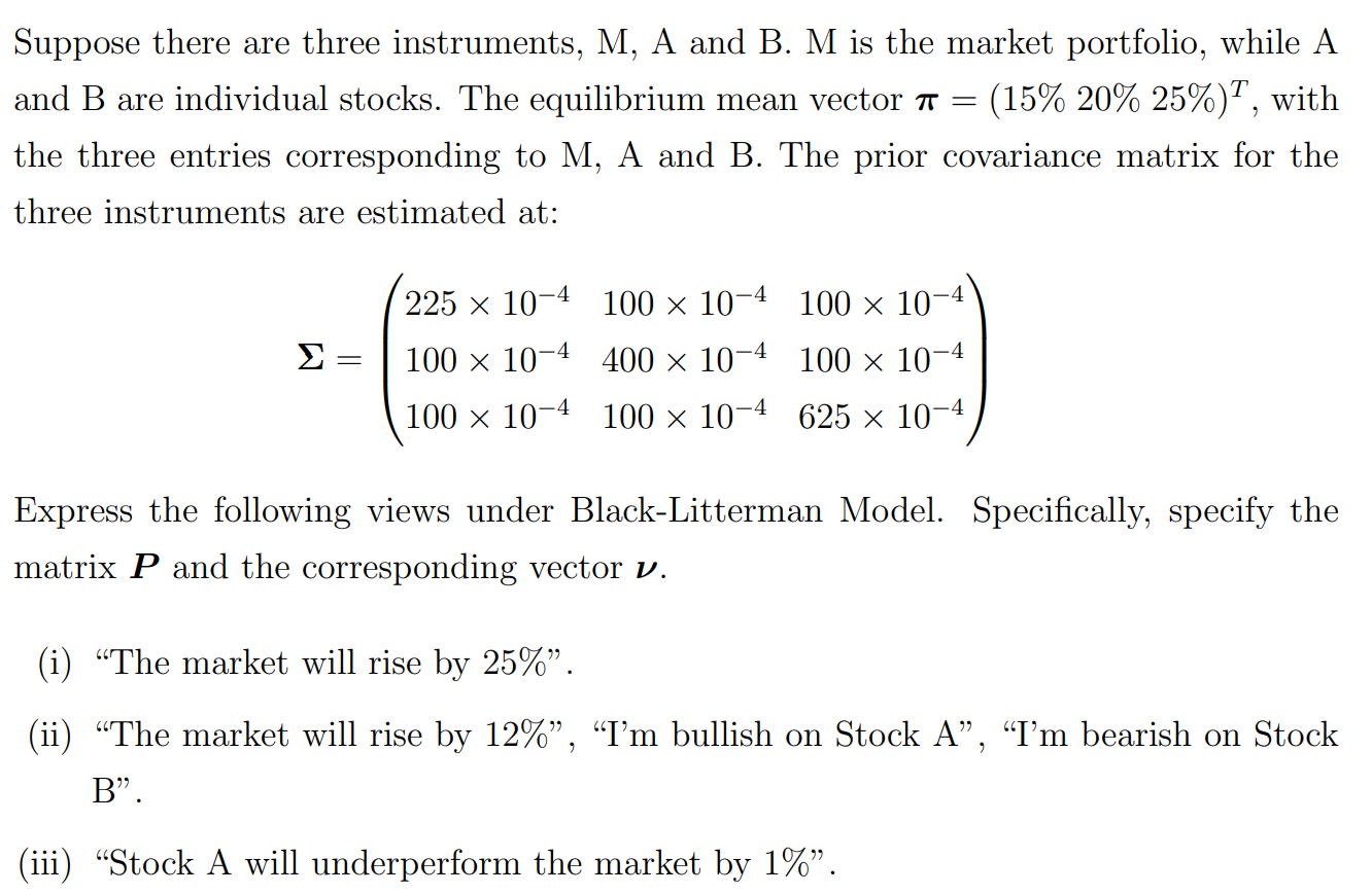Suppose there are three instruments, M, A and B. M is