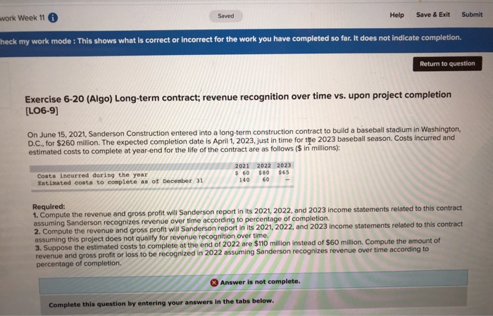  work Week 11 0 Saved Help Save & Exit Submit heck