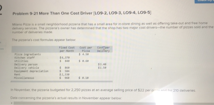  Problem 9-21 More Than One Cost Driver (LO9-2, LO9-3, LO9-4, LO9-5)