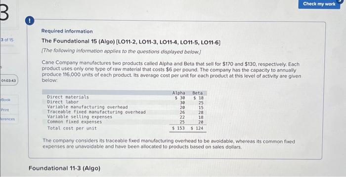 pls include explanations if you can Required information The Foundational 15 (Algo)