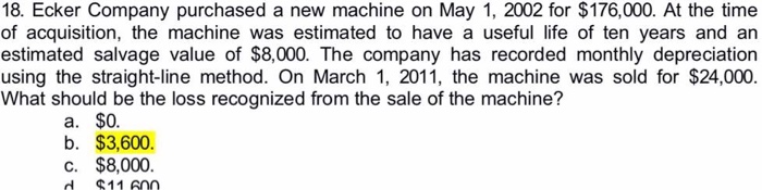 Pls show the solution. Ecker Company purchased a new machine on May