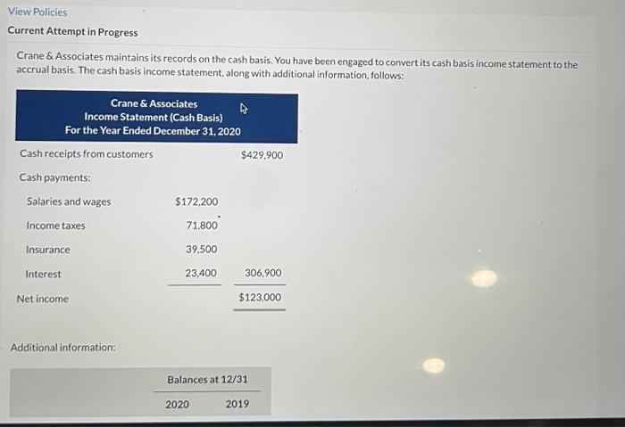  View Policies Current Attempt in Progress Crane & Associates maintains its