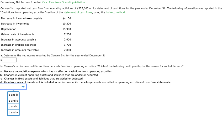  Determining Net Income from Net Cash Flow from Operating Activities Curwen