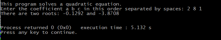 CPP file in Canvas Quadratic equation: For the equation ax2 + bx