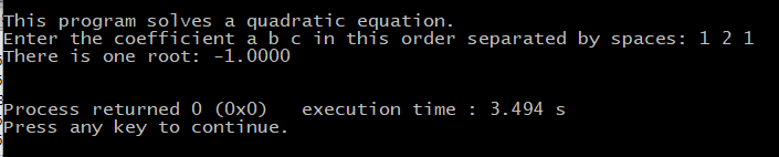 root x. Only real root is considered. The discriminant value is b