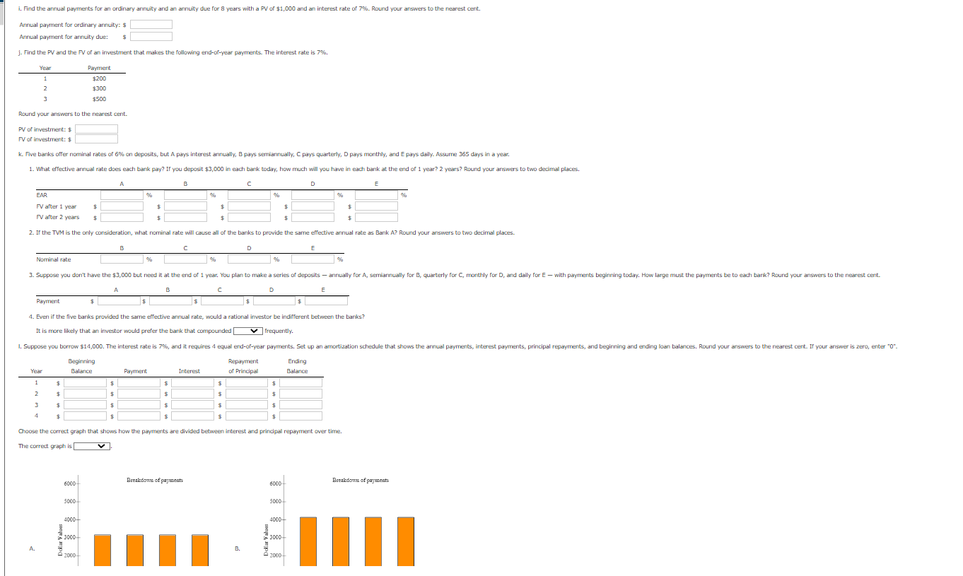 of 0%,5%, and 25% after 0,1,2,3,4, and 5 years? Round your answers