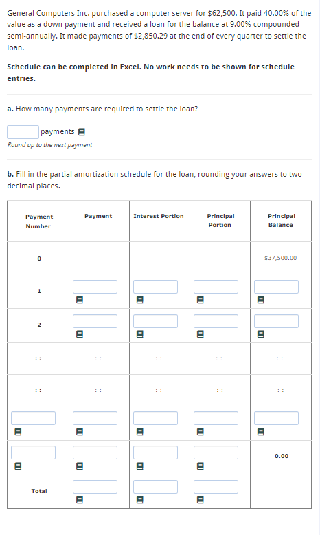  General Computers Inc. purchased a computer server for $62,500. It paid