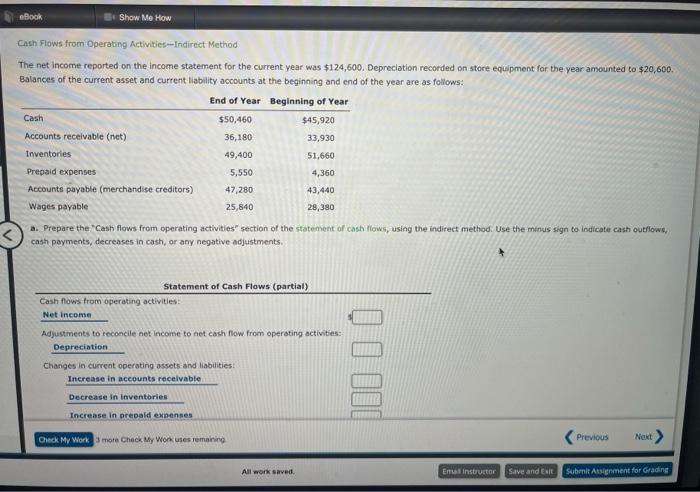  eBook Show Me How Cash Flows from Operating Activities--Indirect Method The