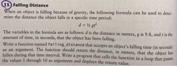  For Python Program 13 Falling Distance When an object is falling