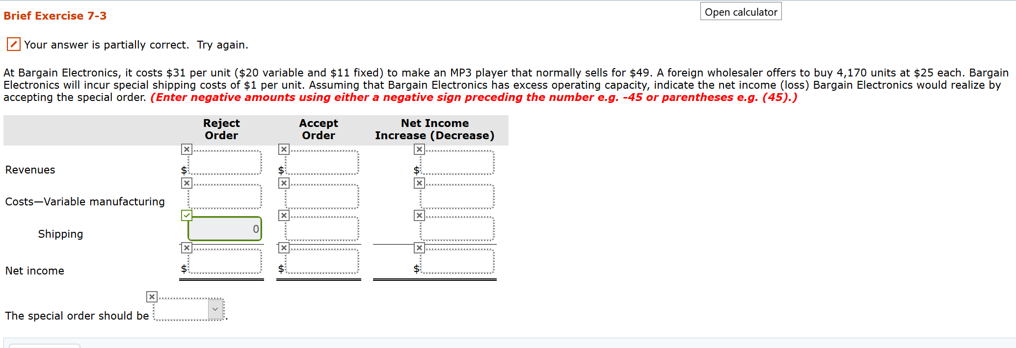 Brief Exercise 7-3 Open calculator Your answer is partially correct. Try