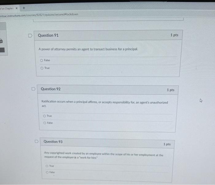  mion Chapter X mtsacinstructure.com/courses/92821/quizzes/secured lockdown Question 91 1 pts A power