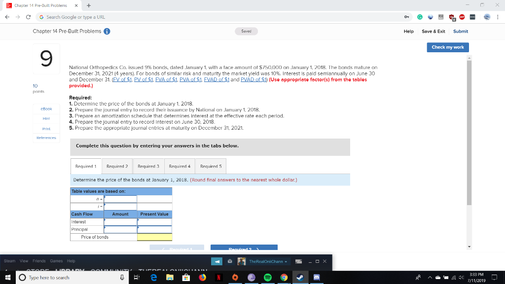  - Chapter 14 Pre-Built Problems x + C G Search Google