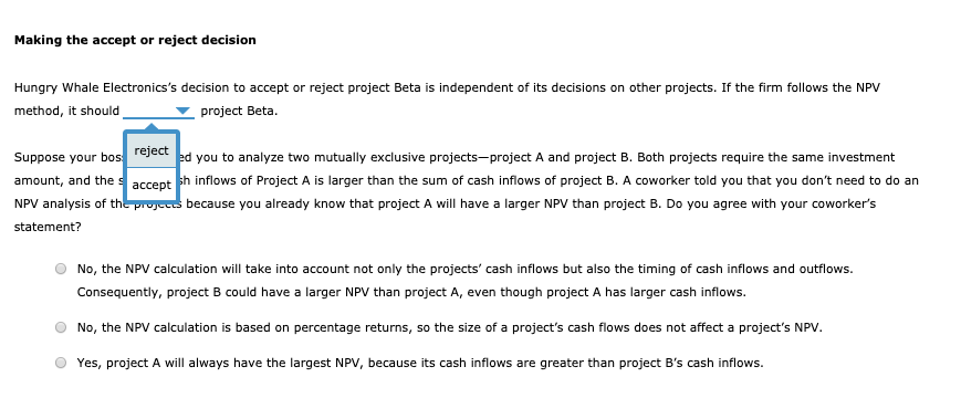 method The net present value (NPV) rule is considered one of the