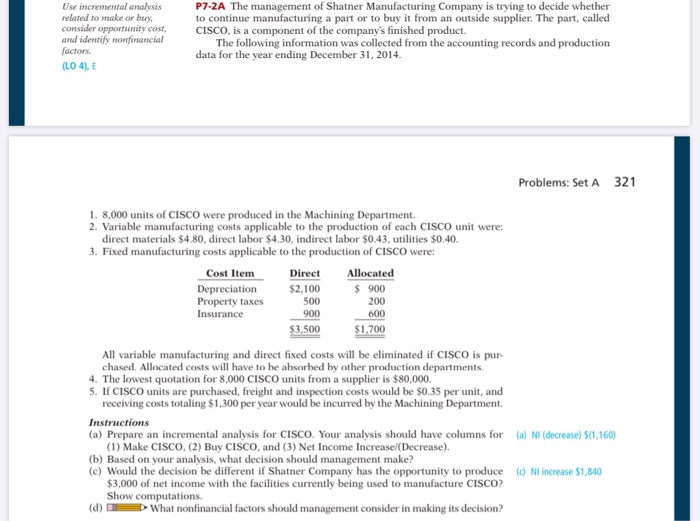 I need to solve this quistion Use incremental analysis related to make