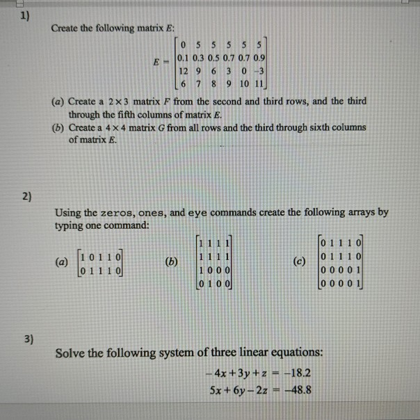 solve this using Matlab and please give me both Script and command