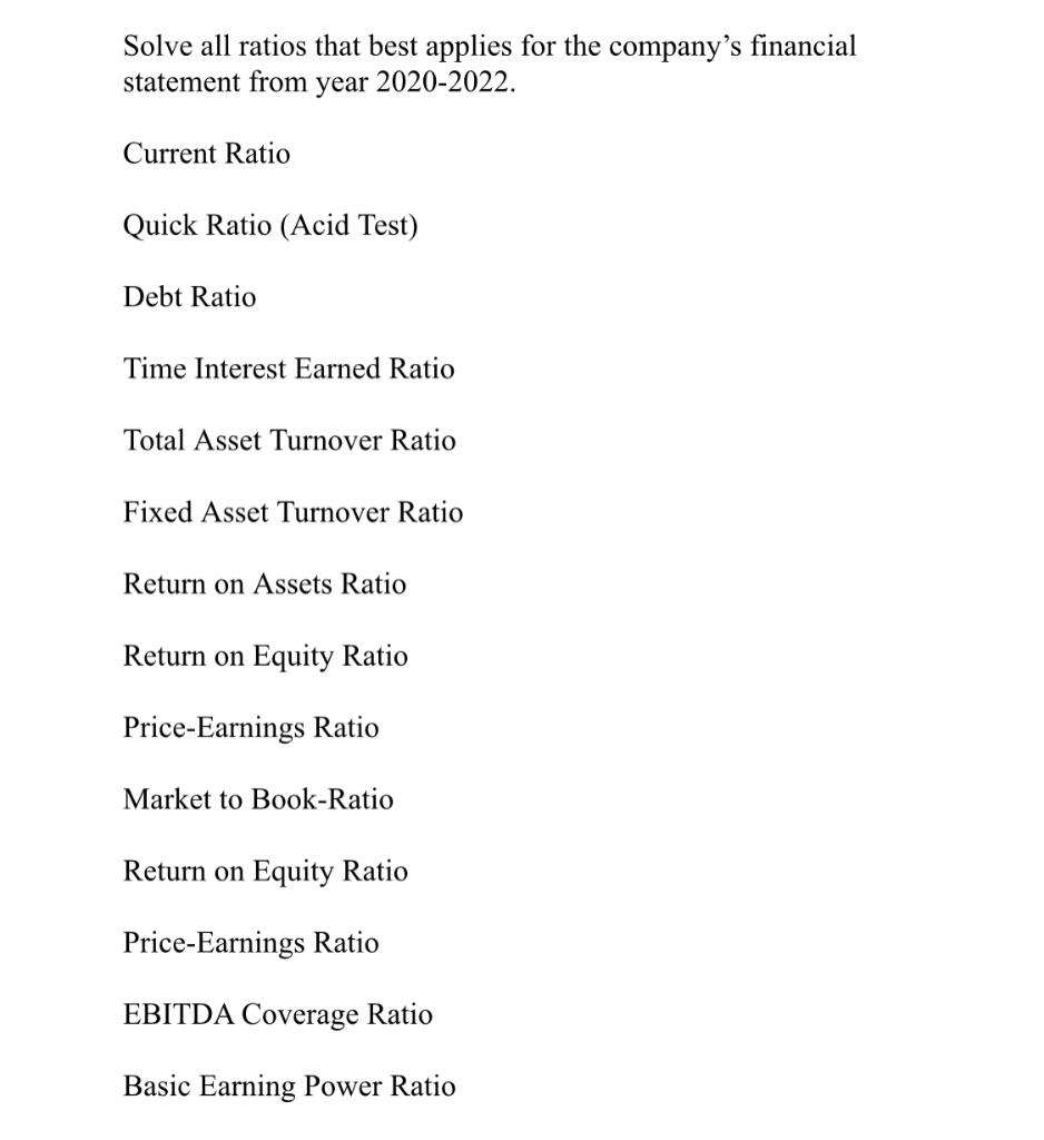 please answer what is asked thanks Solve all ratios that best applies