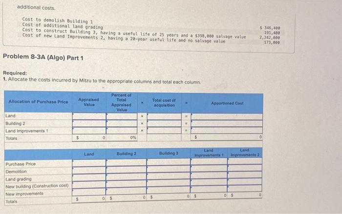 Building 1, Bullding 2, and Land Improvements 1. Building 1 has no