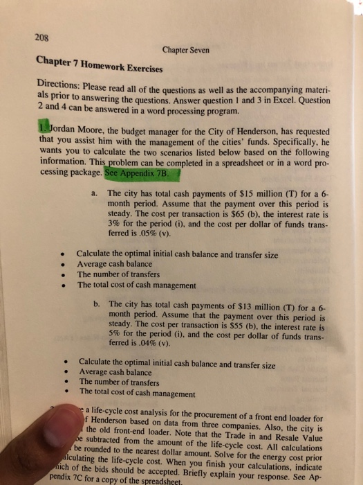  208 Chapter Seven Chapter 7 Homework Exercises Directions: Please read all