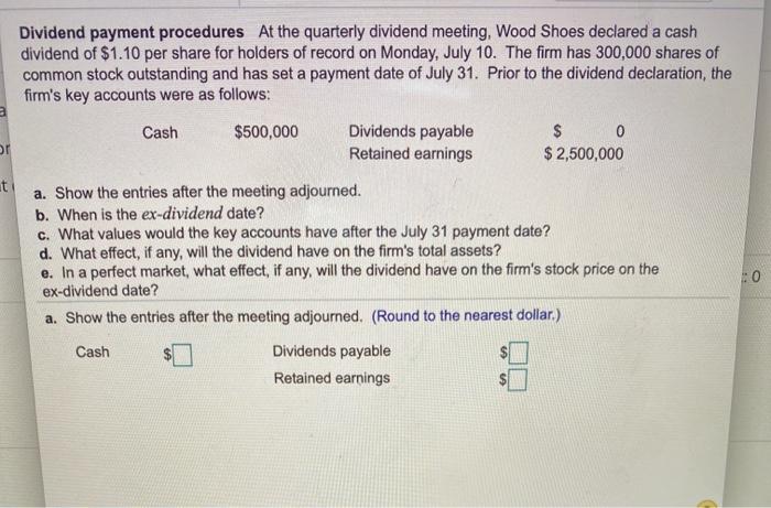 please help me with part A, B, C, D, E or Dividend