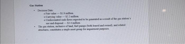 to the leased fuel pump and gas station, more specifically the following?