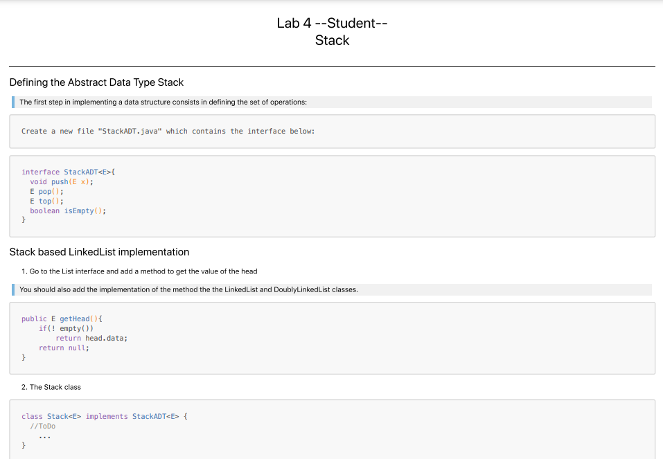  Data structures in Java please complete the codes in the following