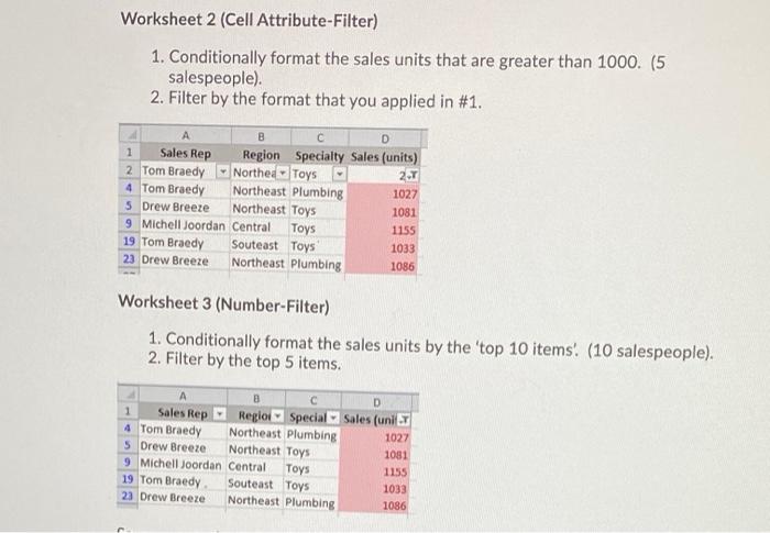 advanced sorting and filtering based on 3 salespeople in 3 regions. The