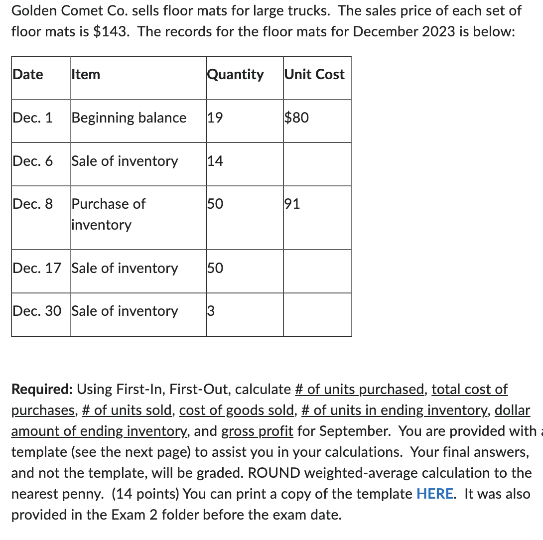 Please fill out a FIFO method format table and answer the questions
