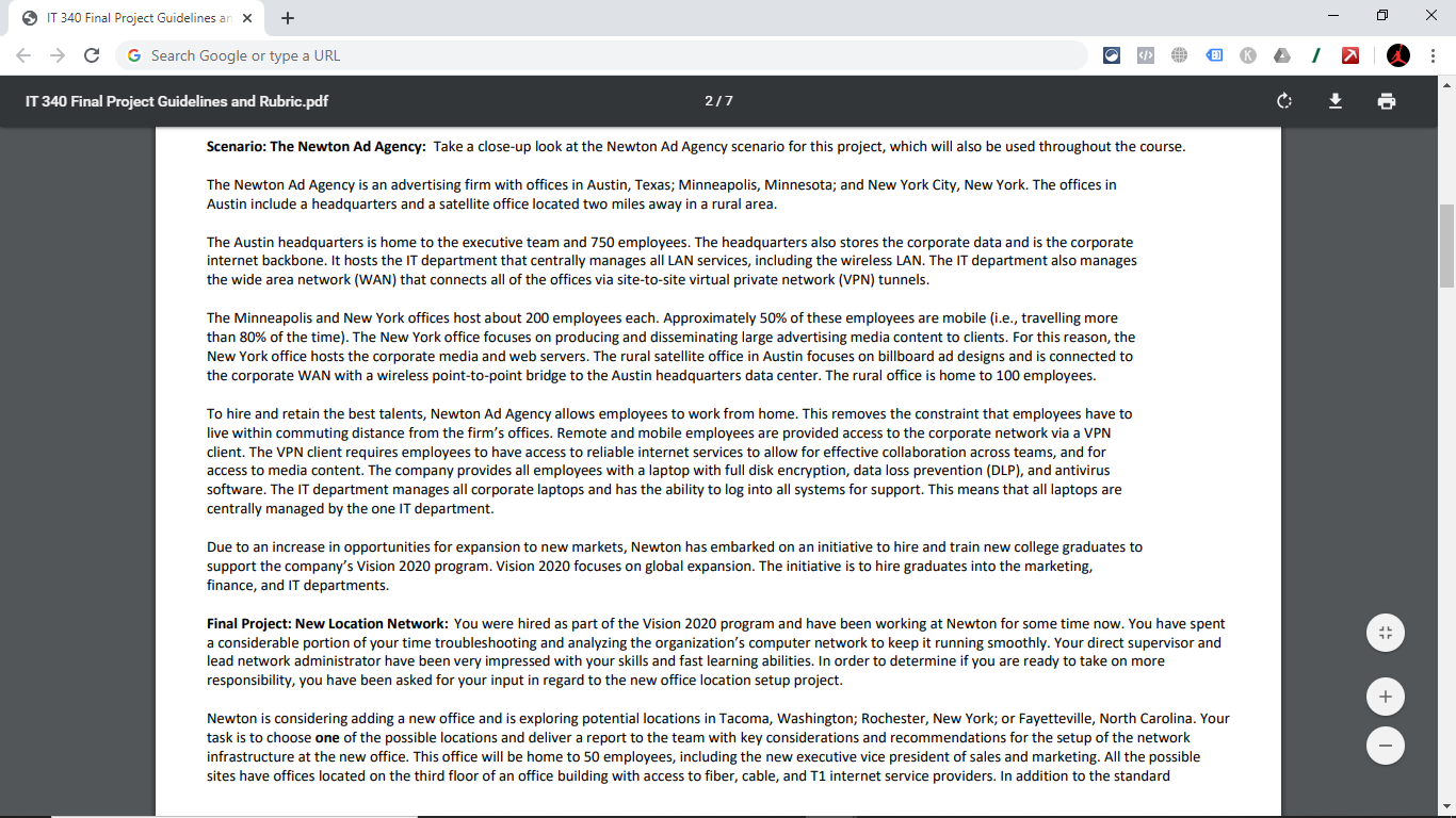 Milestone One: Final Project Sections I and II In Module One you