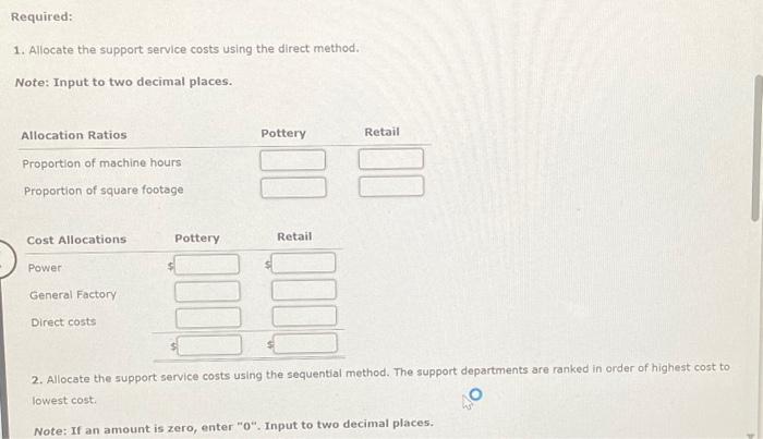 support departments are ranked in order of highest cost to lowest cost.
