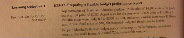  Learning Objective 1 Flex. Bud. Var. for Op. Inc. $31,040 F